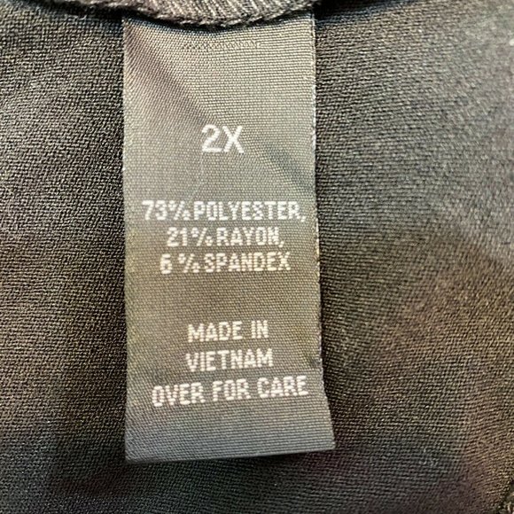 Alyx Tunic Top 2X Black Lace Up V-Neck 3/4 Ruched Sleeve Uneven Hem - Picture 9 of 10